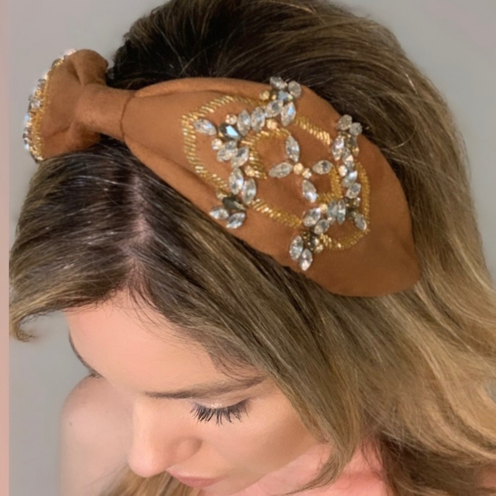 Brown Statement Beaded Embroidered Headband